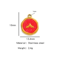18k gold plated stainless steel whale tail pendant in red enamel finish with dimensions - Rose Red