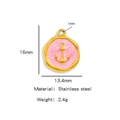 18k gold-plated stainless steel ship anchor pendant with pink enamel detail - Pink
