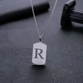 Minimalistische zilveren roestvrijstalen ketting met holle letter R-hanger - Letter R Hol Ontwerp (HP0046SR)