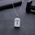 Industriële zilveren roestvrijstalen ketting met een uitgesneden letter T hanger - Letter T Hol Ontwerp (HP0046ST)
