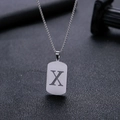 Industriële zilveren roestvrijstalen ketting met holle X-letter dog tag hanger - Letter X Hol Ontwerp (HP0046SX)