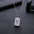 Minimalistische zilveren roestvrijstalen ketting met rechthoekige letter Y hanger - Letter Y Hol Ontwerp (HP0046SY)