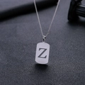 Minimalistische zilveren roestvrijstalen ketting met rechthoekige uitgesneden letter Z hanger - Letter Z Hol Ontwerp (HP0046SZ)