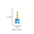 Dettaglio di un ciondolo in rame dorato 12,1mm x 5,2mm con zircone blu per gioielli DIY - Dic Forma Quadrata (HP0004G12)