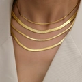 Set of four layered golden stainless steel herringbone snake chains for DIY jewelry making - Gradient Width 4-Layer Snake Chain Style (ZHN1112金) / 18K Gold