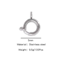 Silver 5mm stainless steel spring ring clasps for DIY jewelry making 100 piece set - Single Piece Price / Silver (5mm) (HP0086S01)