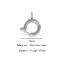 10mm silver stainless steel spring ring clasp for DIY jewelry making accessories - Single Piece Price / Silver (10mm) (HP0086S05)