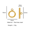 Goldener OT Knebelverschluss aus Edelstahl Schmuckzubehör 14mm Ring und 22mm Stab - Goldener Runder Stil (HP0089G01)