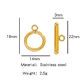 Polierter goldener OT-Knebelverschluss aus Edelstahl für Halsketten und Armbänder - Goldener Stil (HP0089G02)