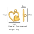 Herz-Knebelverschluss aus goldenem Edelstahl für DIY-Schmuck mit Größenangaben - Einzelpreis (18K Vergoldet) / Gold Herz (HP0087G01)