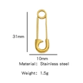 Golden stainless steel safety pin pendant 31mm length with polished finish - Gold (Paperclip Shape)(HP0053G01)
