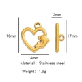 Goldener Herz-Knebelverschluss aus Edelstahl für DIY-Schmuckherstellung im Set - Einzelpreis (18K Vergoldet) / Gold Delfin (HP0087G02)