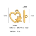 Goldener Herz-OT-Verschluss aus Edelstahl mit Sterndetail und Maßangaben für Schmuck - Einzelpreis (18K Vergoldet) / Gold Stern (HP0087G04)