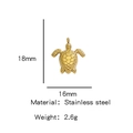 Golden stainless steel turtle pendant with shell texture measuring 18mm by 16mm - Gold (Small Sea Turtle Shape)(HP0053G04)