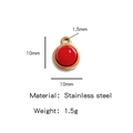 Ciondolo rotondo rosso da 10mm con cornice in acciaio inossidabile dorato per gioielli - Stile Rotondo Rosso (HP0050G07)