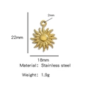 Golden sun-shaped stainless steel pendant with dimensions and weight measurements - Gold (Sun Shape)(HP0053G05)