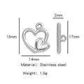 Poliertes silbernes Herz-Knebelverschluss-Set aus Edelstahl für DIY-Schmuckzubehör - Einzelpreis (18K Vergoldet) / Silber Herz (HP0087S01)