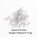 Ανοξείδωτοι κρίκοι 0.5x3x4mm για κατασκευή κοσμημάτων DIY σετ των 1000 τεμαχίων - Ασημί (HP0062S02)
