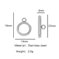 Fermoir à bascule OT en acier inoxydable argent poli connecteur bijoux 18mm - Style Argenté (HP0088S02)