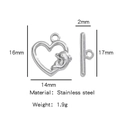Silberner Herz-Delfin Knebelverschluss aus Edelstahl für DIY-Schmuckherstellung - Einzelpreis (18K Vergoldet) / Silber Delfin (HP0087S02)