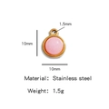 Ciondolo tondo 10mm in pietra naturale rosa con cornice in acciaio dorato per DIY - Stile Rotondo Rosa (HP0050G09)