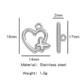 Silberner Edelstahl-Herz-Knebelverschluss mit Schmetterling für Schmuckherstellung - Einzelpreis (18K Vergoldet) / Silber Schmetterling (HP0087S03)
