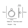 Kit de fermoir à bascule OT en acier inoxydable argenté poli pour bijoux DIY - Style Argenté (HP0088S03)