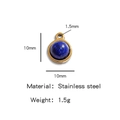 Pendente tondo in acciaio dorato con pietra blu da 10mm e un peso di 1.5g - Stile Rotondo Blu Scuro (HP0050G10)
