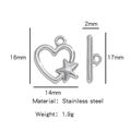 Silberner Edelstahl-Knebelverschluss Herz und Stern für DIY-Schmuckherstellung - Einzelpreis (18K Vergoldet) / Silber Stern (HP0087S04)