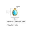 Ciondolo turchese ovale 15x10mm in acciaio inossidabile dorato per gioielli fai da te - Stile Ovale Turchese (HP0050G11)