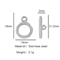Fermoir à bascule OT en acier inoxydable argenté poli pour création de bijoux DIY - Style Argenté (HP0088S05)
