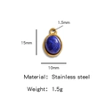 Pendaglio ovale in lapislazzuli blu scuro con montatura dorata in acciaio - Stile Ovale Blu Scuro (HP0050G12)
