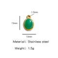 Ciondolo ovale in pietra verde e acciaio inossidabile dorato per gioielli DIY - Stile Ovale Verde Smeraldo (HP0050G14)