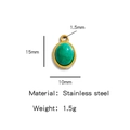 Ciondolo ovale in pietra naturale verde con base in acciaio inossidabile dorato - Stile Ovale Verde Trasparente (HP0050G15)