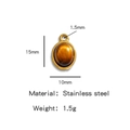 Ciondolo ovale in acciaio dorato con pietra occhio di tigre marrone e misura 15x10mm - Stile Ovale Ambra (HP0050G16)