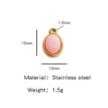 Ciondolo ovale in pietra naturale rosa con cornice in acciaio inossidabile dorato - Stile Ovale Rosa (HP0050G17)
