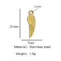 Golden stainless steel wing pendant with detailed feather texture and 21mm height - Gold (Wing Shape)(HP0053G18)