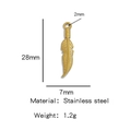 Golden stainless steel feather pendant charm measuring 28x7mm for DIY jewelry making - Gold (Feather Shape)(HP0053G19)