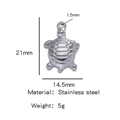 Silver stainless steel sea turtle pendant measuring 21mm high with size labels - Silver (Turtle Shape)(HP0053S02)