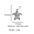 Polished stainless steel sea turtle pendant with 20.5mm height and 17.5mm width - Silver (Sea Turtle Shape)(HP0053S03)