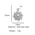 Polished silver stainless steel sun pendant charm with detailed dimensions 22x18mm - Silver (Sun Shape)(HP0053S05)