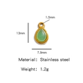 Ciondolo a goccia in acciaio dorato con pietra verde, 13mm per gioielli fai da te - Stile Goccia Ciano Pallido (HP0050G25)