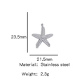Silver stainless steel starfish pendant with textured beads, 23.5mm height variant - Silver (Starfish Shape)(HP0053S06)