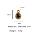 Pendente a goccia in acciaio inossidabile dorato con pietra nera per gioielli DIY - Stile Goccia Nero (HP0050G26)