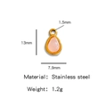 Ciondolo a goccia in pietra rosa e acciaio inossidabile dorato, charm 13x7,9 mm per gioielli - Stile Goccia Rosa (HP0050G28)
