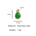 Ciondolo a goccia in pietra verde con bordo in acciaio inossidabile dorato per gioielli - Stile Goccia Verde Smeraldo (HP0050G29)