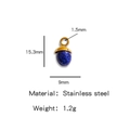 Ciondolo a ghianda con pietra blu scuro in acciaio inossidabile dorato, 15,3 mm - Stile Ghianda Blu Scuro (HP0050G30)