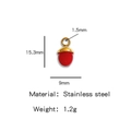 Ciondolo a ghianda rosso in acciaio inossidabile con parte superiore dorata e peso 1,2g - Stile Ghianda Rosso (HP0050G33)