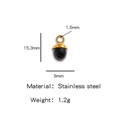 Ciondolo a forma di ghianda in acciaio inox oro e nero, dimensioni 15,3x9mm - Stile Ghianda Nero (HP0050G36)
