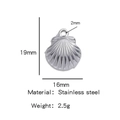 Silver shell shaped stainless steel pendant 19mm with radial embossed texture - Silver (Shell Shape)(HP0053S16)